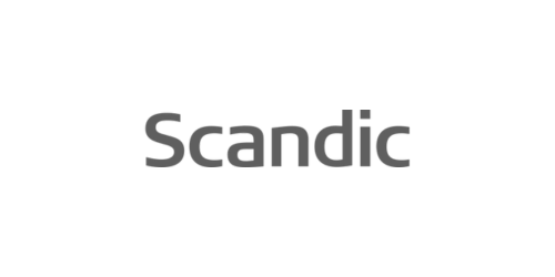 The logo of Scandic with a gray overlay.