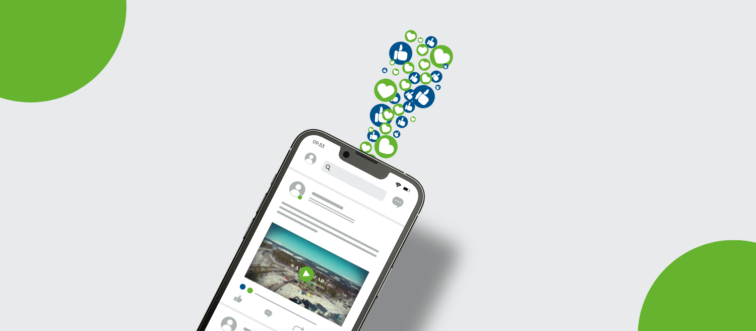 An iPhone showing an example of a social media feed with a post on it.